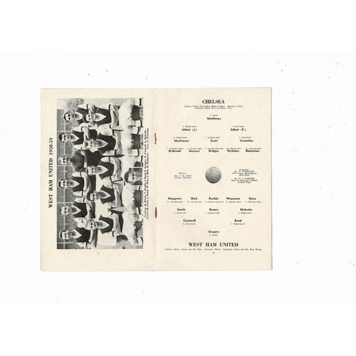1958/59 Chelsea v West Ham United Football Programme