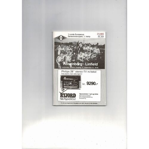Rosenborg v Linfield European Cup Football Programme 1986/87