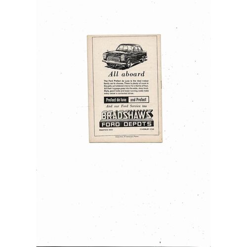 1956/57 Preston v Aston Villa Football Programme