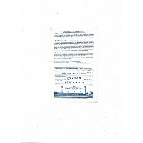 West Bromwich Albion v Preston Central League Football Programme 1966/67