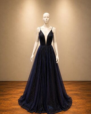 Navy A.line | MiAmor Boutique | Prom Dresses Sutton Coldfield | Prom Dress Shop Birmingham | Evening Dresses Sutton Coldfield