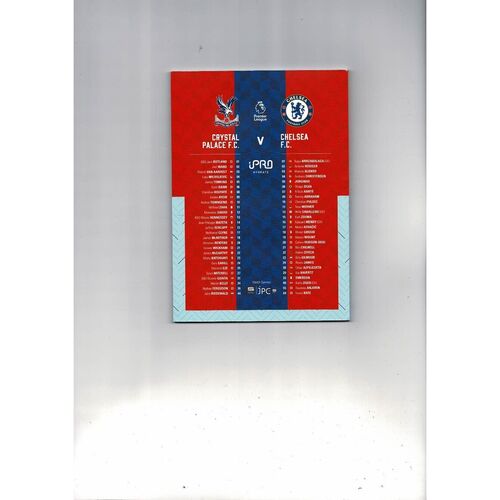 1991 Crystal Palace v Chelsea ZDS Final Football Programme