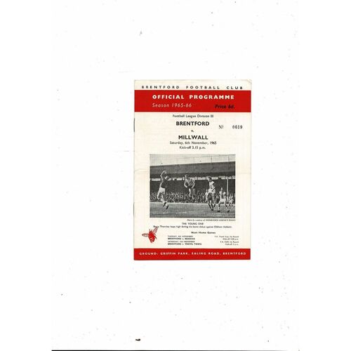 1965/66 Brentford v Millwall Football Programme