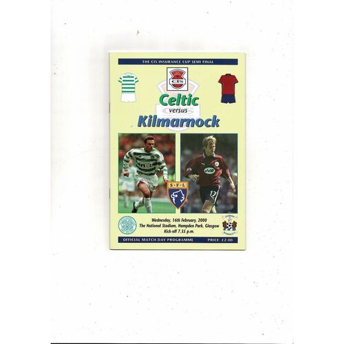 1999/00 Celtic v Kilmarnock Scottish League Cup Semi Final Football Programme