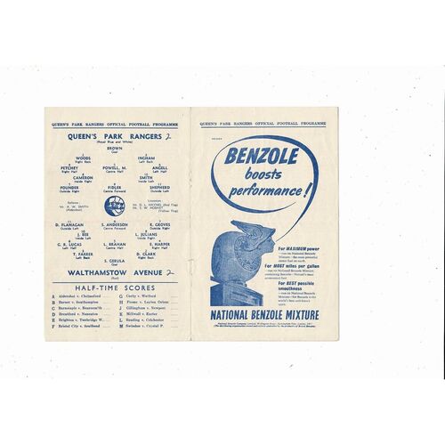 1954/55 Queens Park Rangers v Leyton Orient Football Programme