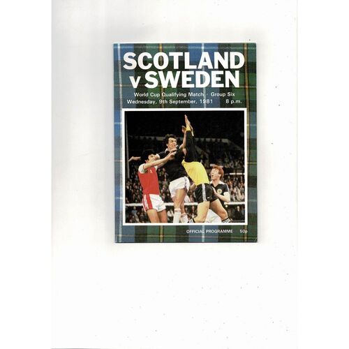 1981 Scotland v Sweden Football Programme