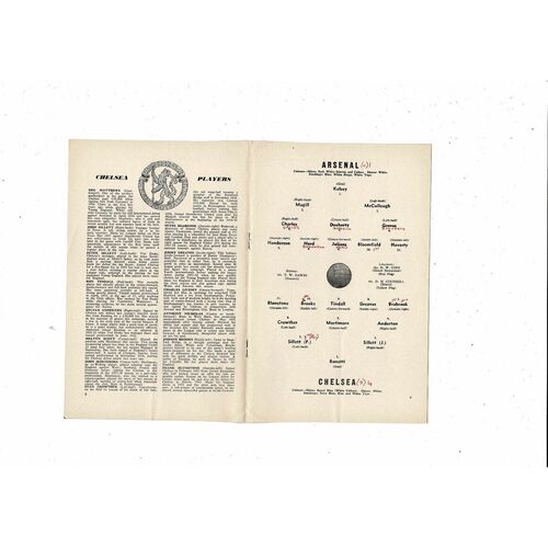 1959/60 Arsenal v Chelsea Football Programme