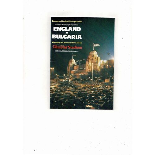 1979 England v Bulgaria Football Programme