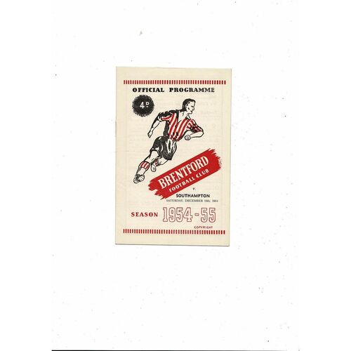 1954/55 Brentford v Southampton Football Programme