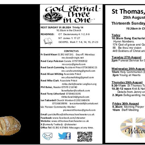 Pew Sheet | The Parish of St Thomas, Exeter