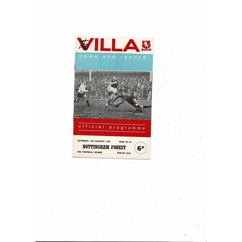 1965/66 Aston Villa v Nottingham Forest Football Programme