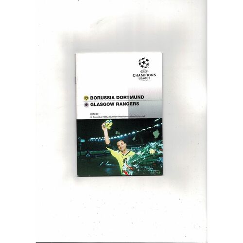 BvB09 Borussia Dortmund v Glasgow Rangers UEFA Champions League Football Programme 1995/96