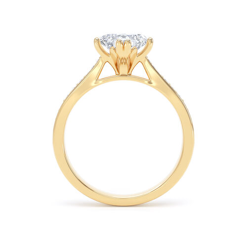 Alternate set princess cut double claw solitaire with diamond set shoulders