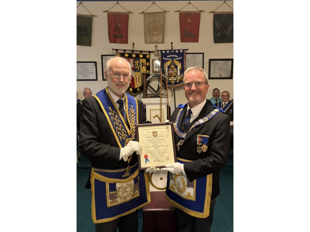 Celebrating 50 Years of Fidelity and Service to Freemasonry: W. Bro Geoffrey F W Isaac, PAGDC | Provincial Grand Lodge of Cornwall | How to become a Freemason in Cornwall | Freemasonry lodges near me Cornwall  | What is Freemasonry in Cornwall UK