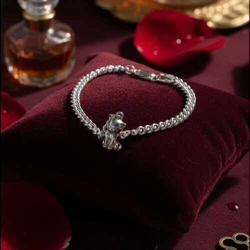 Sterling Silver Charm Bracelet with Sterling Silver Cat charm