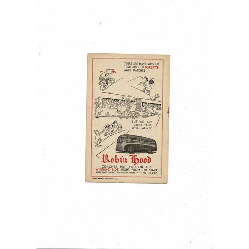 1956/57 Nottingham Forest v Barnsley Football Programme
