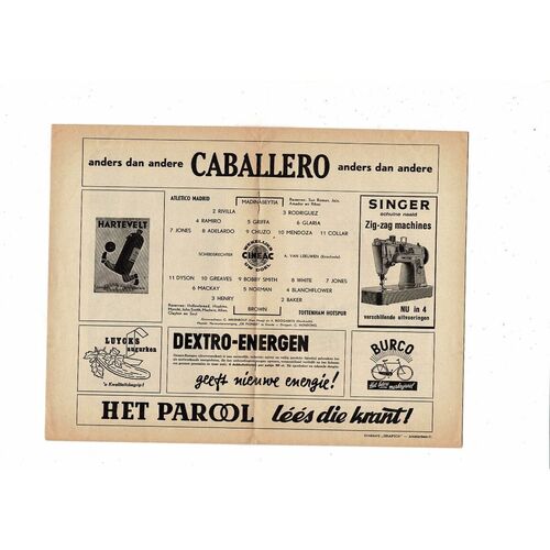 1963 Atletico Madrid v Tottenham Hotspur European Cup Winners Cup Final Programme