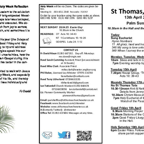 Pew Sheet | The Parish of St Thomas, Exeter