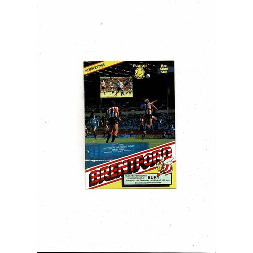 1985/86 Brentford v Bury Football Programme