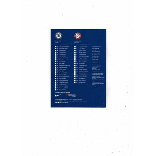 2019/20 Chelsea v Bristol City Womens Super League Football Programme