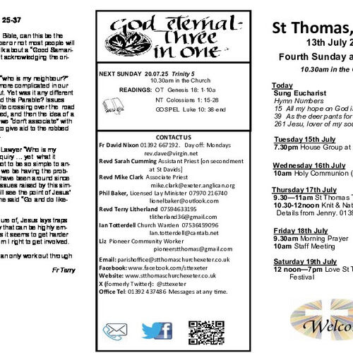 Pew Sheet | The Parish of St Thomas, Exeter