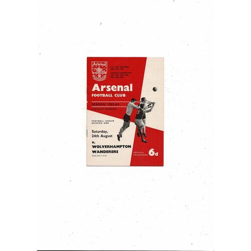 1963/64 Arsenal v Wolves Football Programme