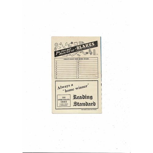1956/57 Reading v Wrexham FA Cup Replay Football Programme
