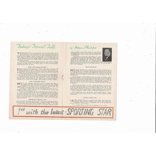 1957/58 Wolves v Preston Football Programme