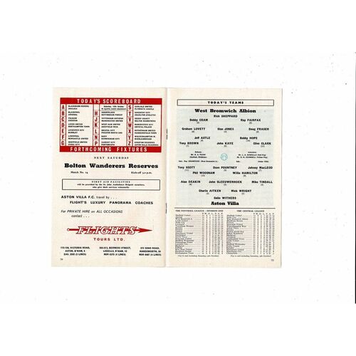 1965/66 Aston Villa v West Bromwich Albion Football Programme