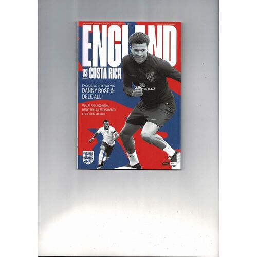 2018 England v Costa Rica Football Programme + Insert & Press Cuttings