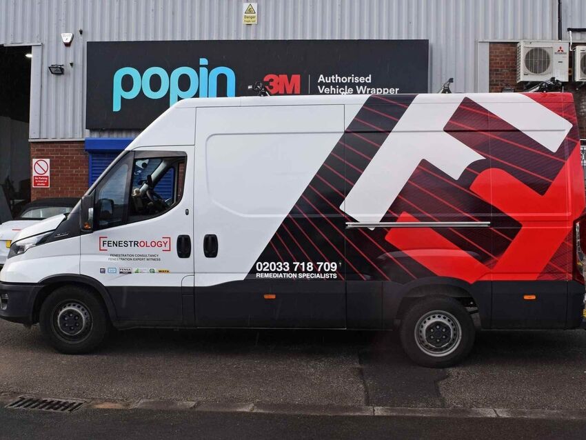 Partial van wrap for business vehicle branding.