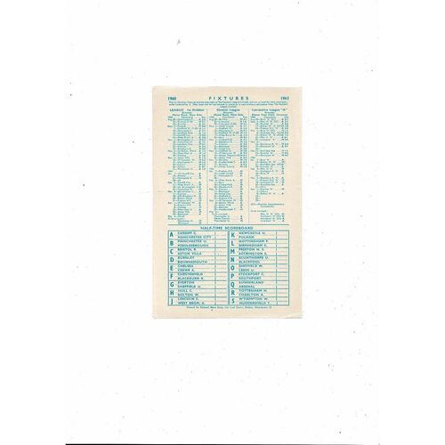 Manchester City v Preston Central League Football Programme 1960/61