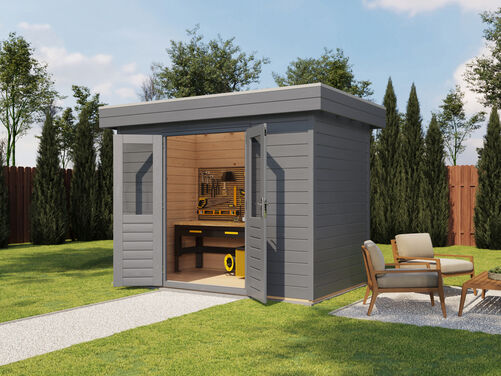 3.0mtr x 1.8mtr 28mm walled Flat Roof Cabin