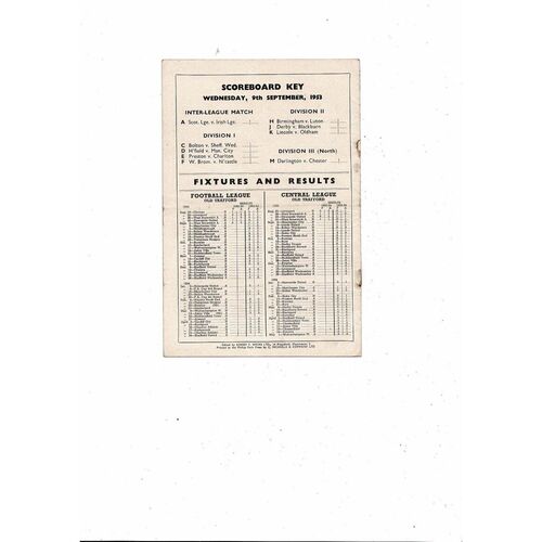 1953/54 Manchester United v Middlesbrough Football Programme