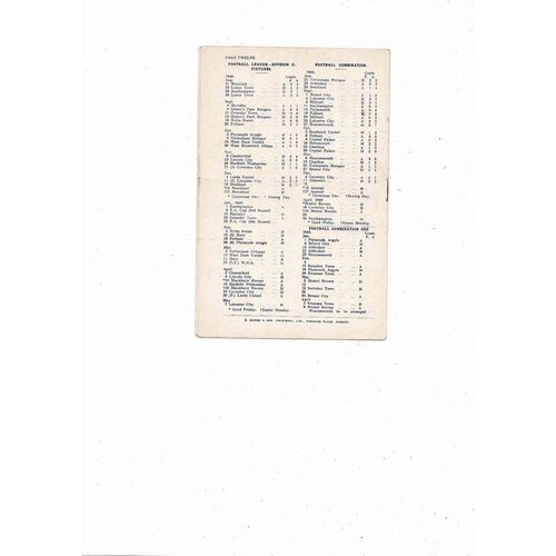 1948/49 Cardiff City v Brentford Football Programme