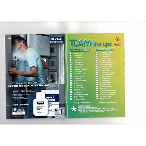 Tottenham Hotspur v Shamrock Rovers Europa League Football Programme 2011/12