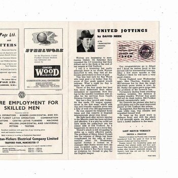 1958/59 Manchester United v Arsenal Football Programme
