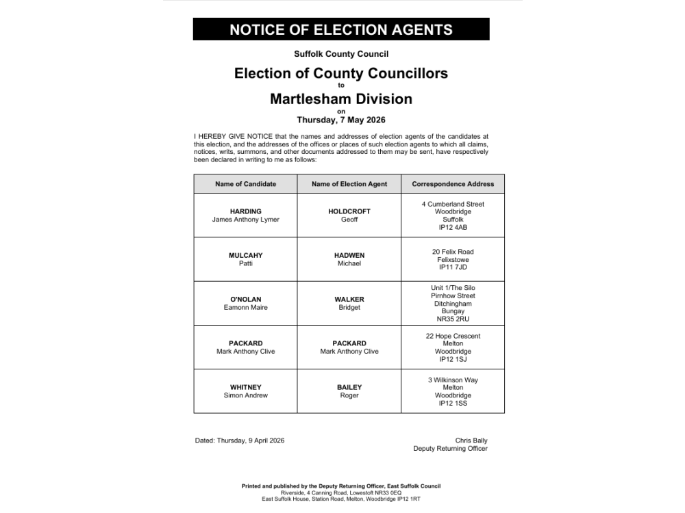 Notice of election agents