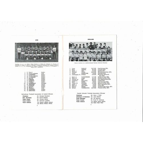 1979 England International Schoolboys Tournament Football Programme