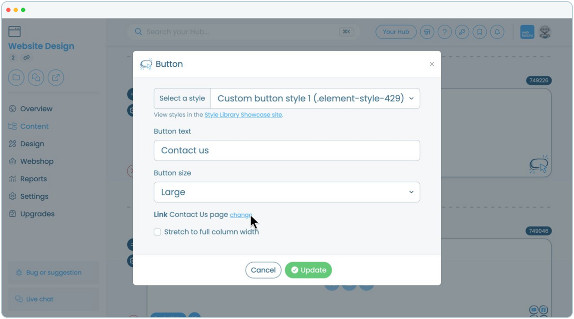 How to create and manage call-to-action button | Webfactory Support | Webfactory
