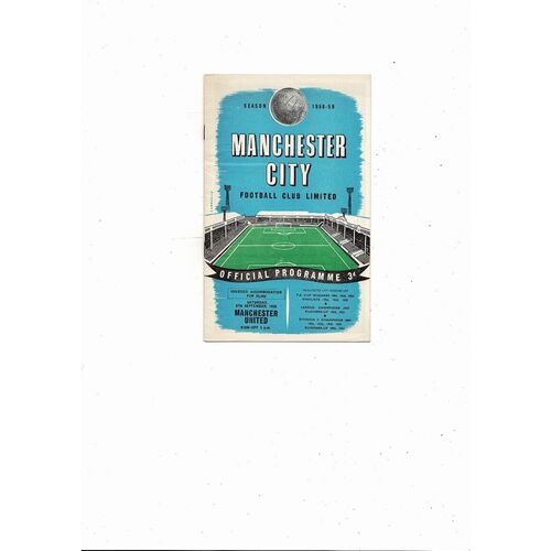 1958/59 Manchester City v Manchester United Football Programme