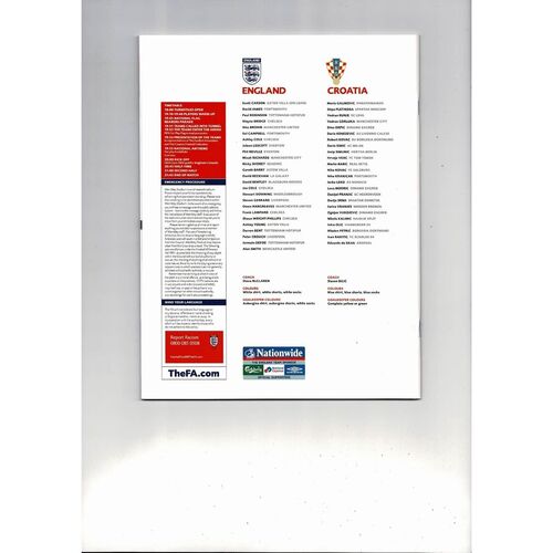 2007 England v Croatia Football Programme