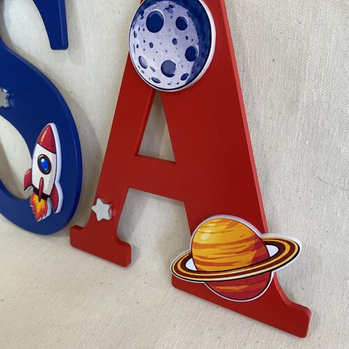 Personalised Space Theme Name Letters – Boys Bedroom Wall Decor