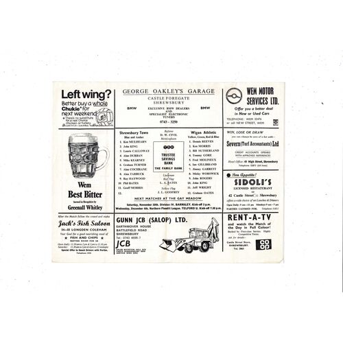 Shrewsbury Town v Wigan Athletic FA Cup Football Programme 1974/75