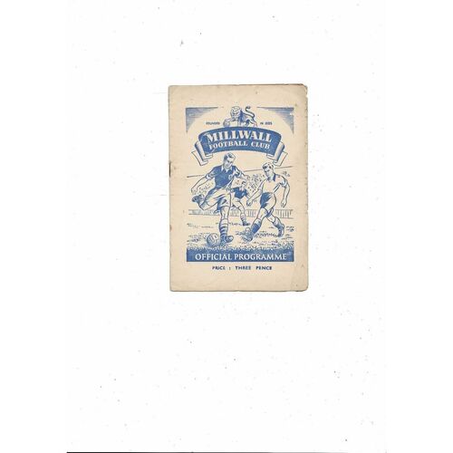 1950/51 Millwall v Port Vale Football Programme