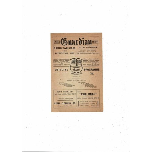 1959/60 Leytonstone v Ilford Isthmian League Football Programme