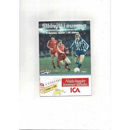 Gothenburg v Barcelona European Cup Football Programme 1985/86