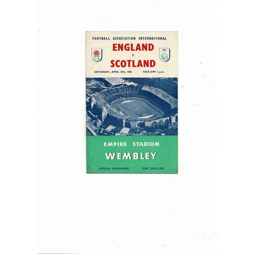 1961 England v Scotland Football Programme