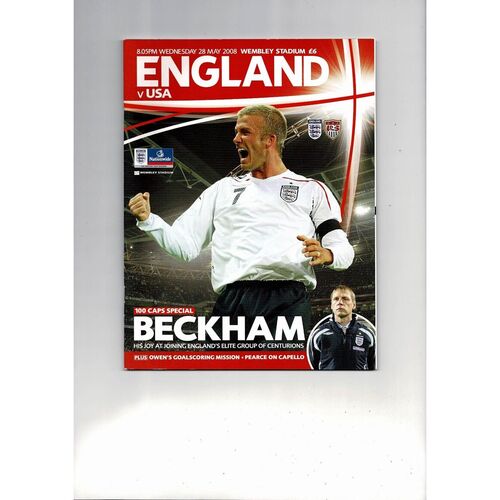 2008 England v USA Football Programme