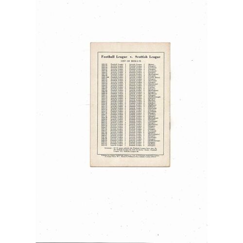 1953/54 Football League v Scottish League Inter League Tournament Programme